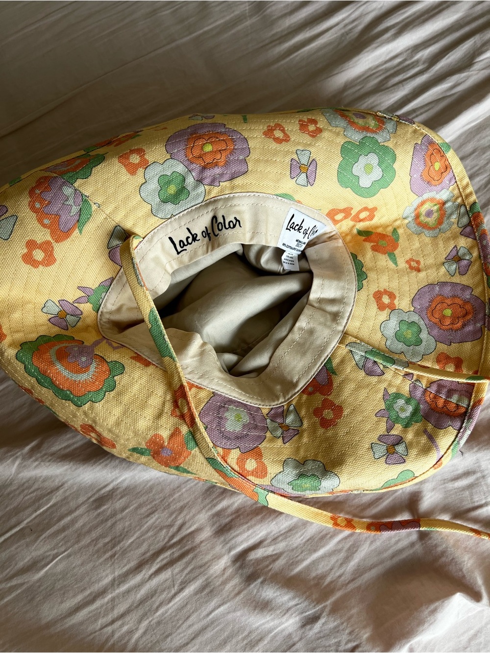 Lack Of Color Pastel Floral Sun Hat - Peach & Green - Picture 4 of 10